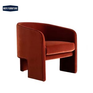 Accent Style Modern Single Sofa Chair Featuring Velvet Fabric and Metal Frame