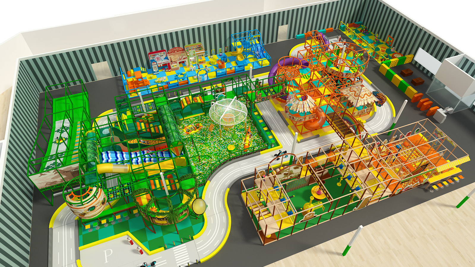 Naughty Fort Childrens Indoor Play Equipment Trampoline Park Video Game Style