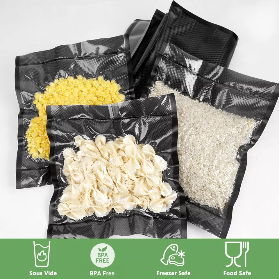 Food Grade All Black BPA Free Plastic Bags Heat Seal Nylon Vacuum Sealer