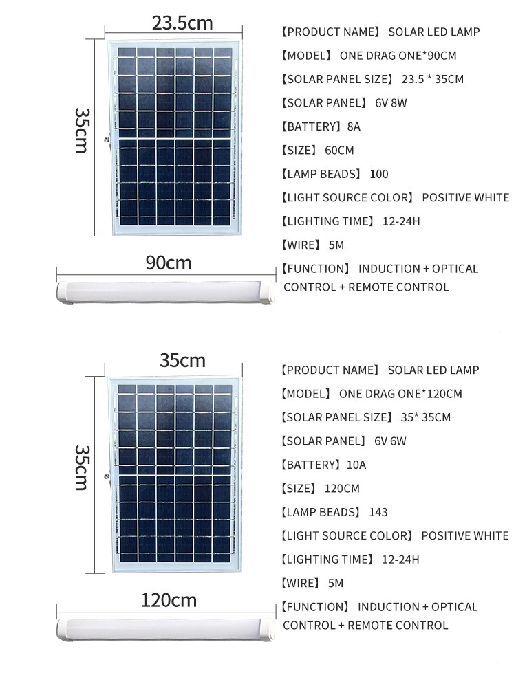 Lightning Protection 120cm Solar Panel Tube Light Fluorescent 10A Panel