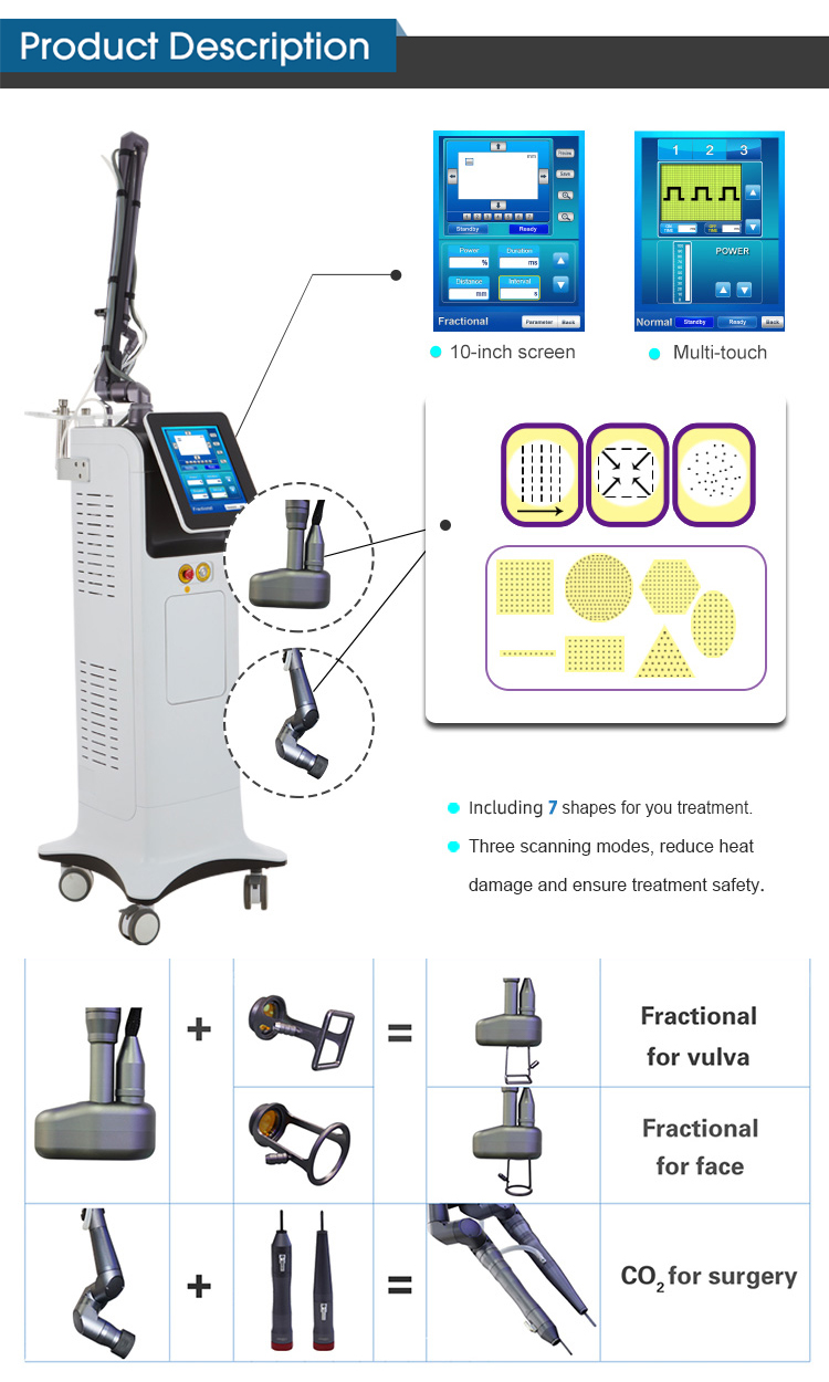 Salon Fractional CO2 Laser Machine Air Cooling For Acne Removal