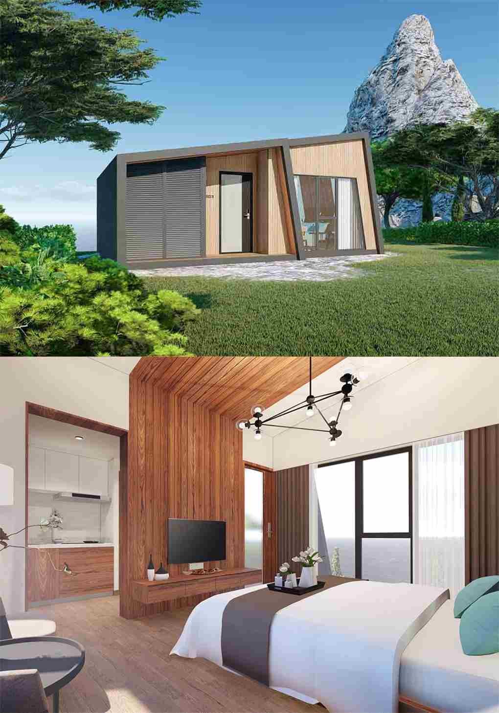 Gray Wood Luxury Prefab House Kits / Duplex Modular Homes With Bathroom