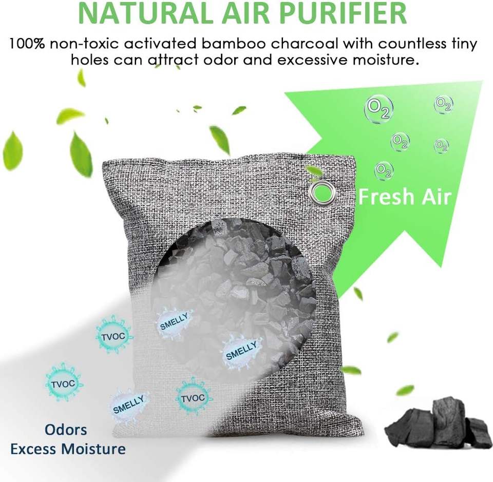 OEM Odor Absorbing 4Pack x 200g Activated Charcoal Air Purifying Bags Bamboo Charcoal