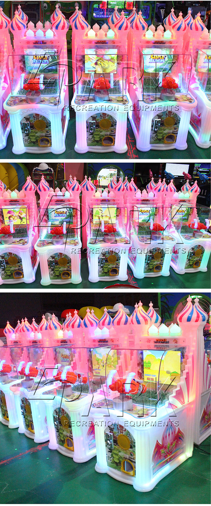 Pink Shooting Arcade Machines / Children Ticket Redemption Coin Operated Video Game Machine
