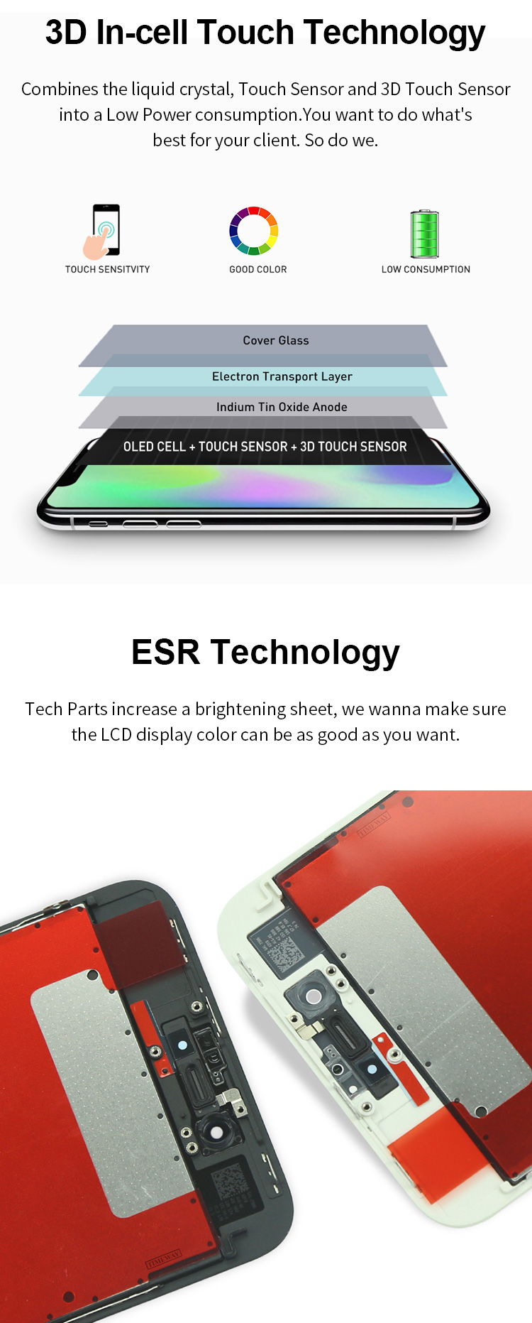 TKZ Incell Cell Phone LCD Screen Repair Replace For IPhone X 6 6S 7 8