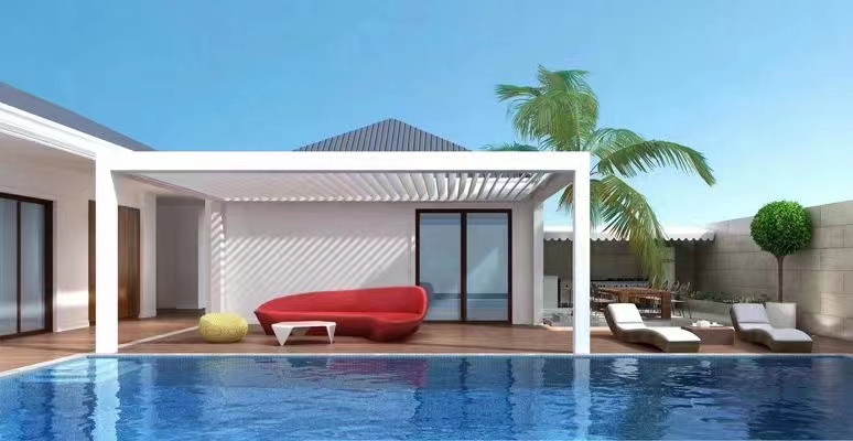 6x4m Outdoor Gazebo Awning Popular Motorized Aluminum Blinds Pergola