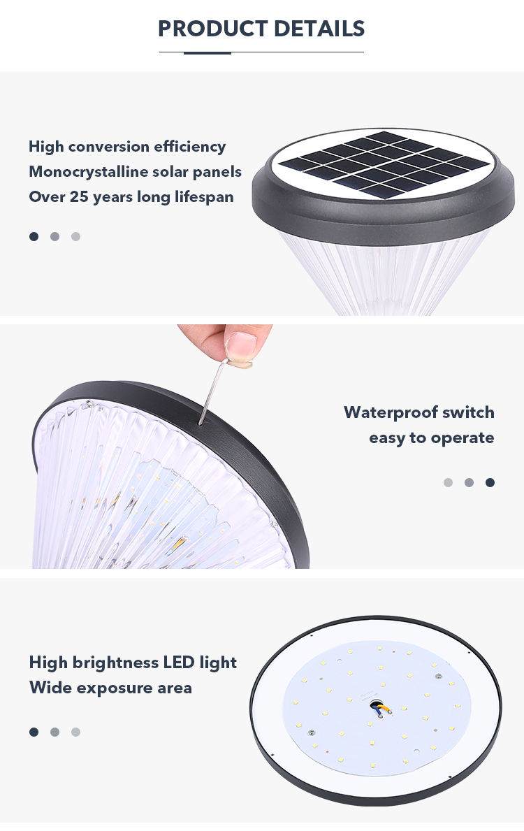 DC 3.2V Solar Pillar Light , Solar Bollard Lamps For Courtyards Villas