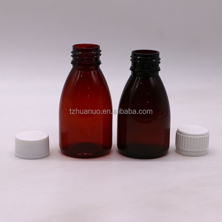 Customized Colors 100ml PET Amber Plastic Oral Liquid Drug-Grade Bottle with Safety Cap