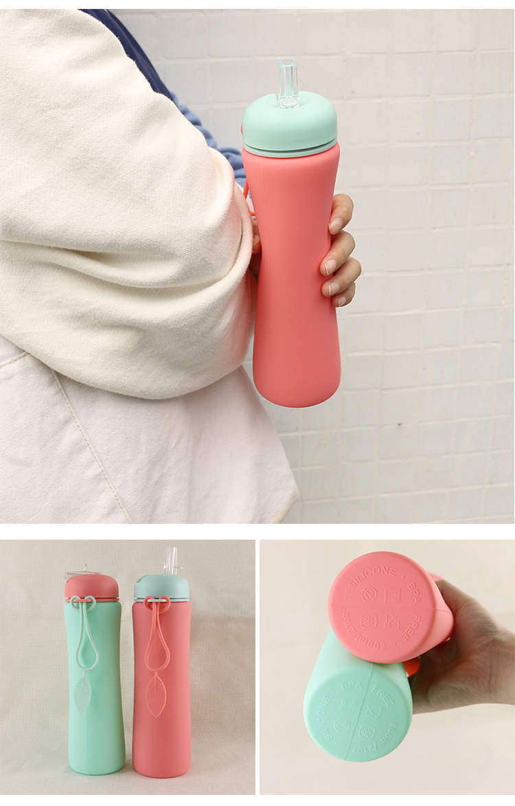 Outdoor Silicone Drink Bottle , Collapsible Water Bottle For Camping