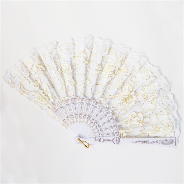23*42cm Elegant Foldable Hand Fans Rose Pattern Plastic Lace Hand Fan