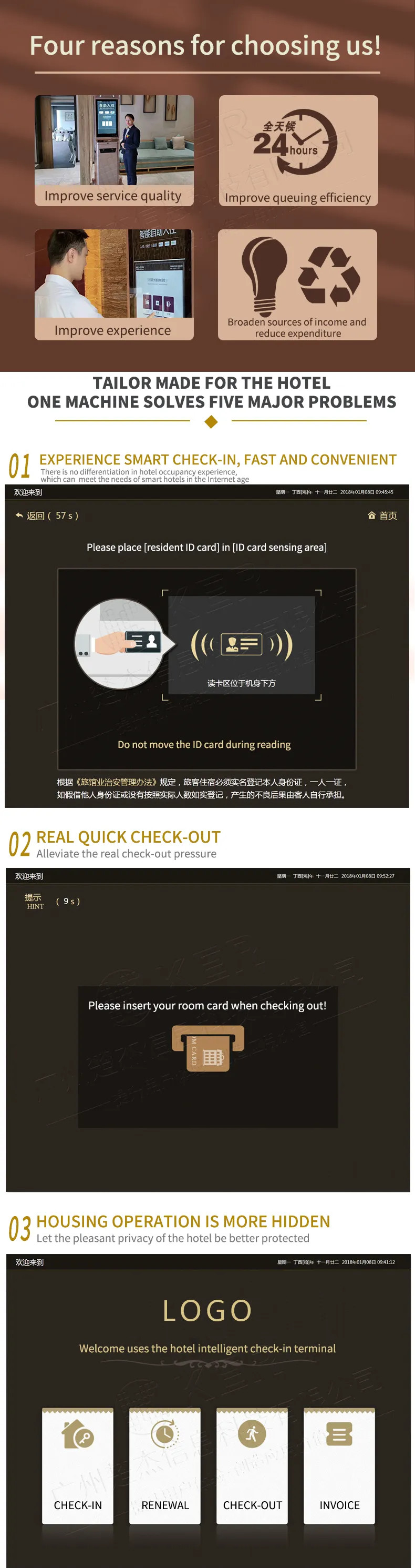 Customize Ic Id Card Reader Card Issuer Qr Code Scanner Hotel Terminal Self Service Kiosk