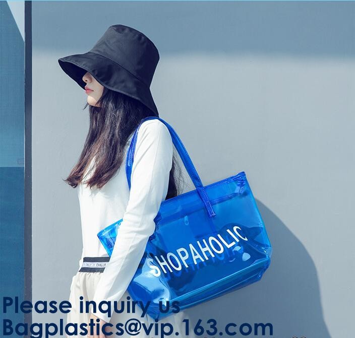 Beautiful Plastic PVC Beach Bag Clear Travel Cosmetic Bags, Fashion Clear PVC Beach Bag, Vinyl Plastic Bag, Envelope Clu