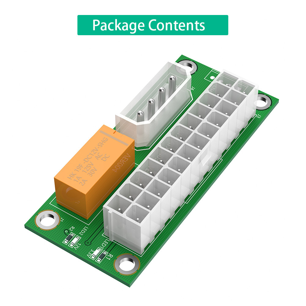 ATX2ATX-N03 Dual PSU Adapter ATX 24Pin to 4Pin SATA Power Sync Starter Card Extension Cable Riser Adapter