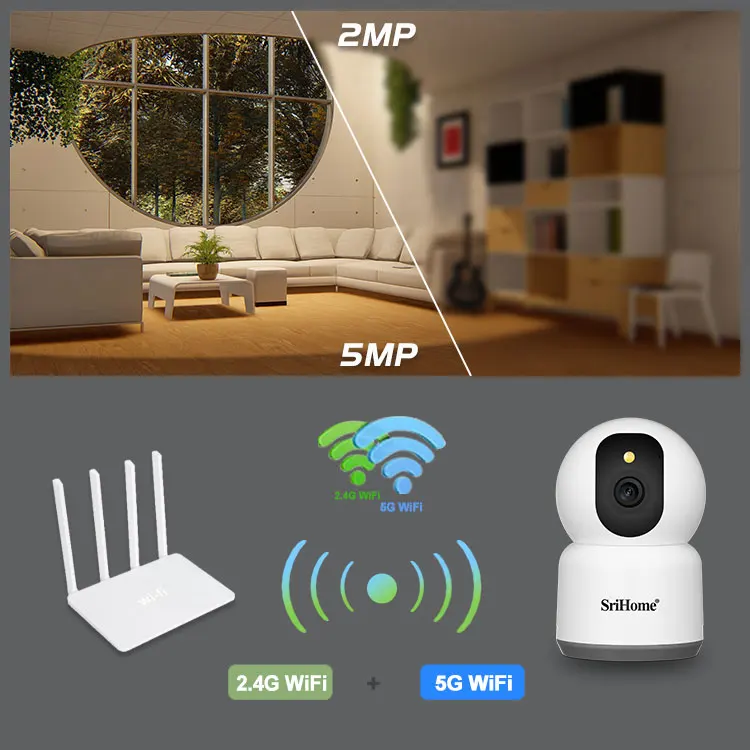 5MP 1920P Mic & Speaker PTZ Full-Color Night Vision Wi-Fi SD Card Security CCTV Camera Baby Alarm
