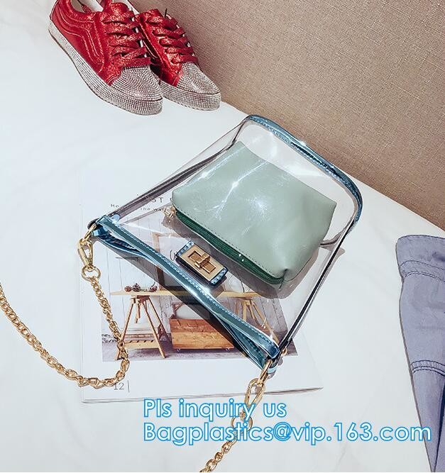 Gift bag clear shopping bag custom PVC plastic shopping bag, shiny pvc handle shopping hand bag clear tote bags ladies h