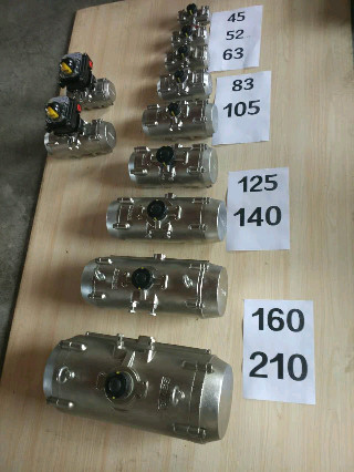 316 / 304 stainless steel rack pinion quarter-turn pneumatic rotary actuators for valves