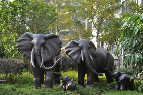 Large Elephant Outdoor Bronze Garden Statues Casting For Zoo Park
