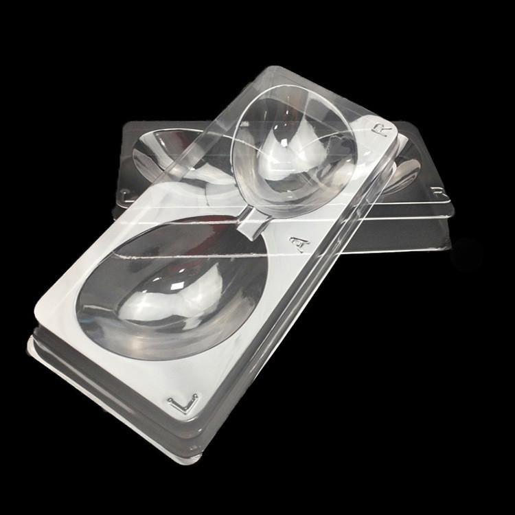 Customized disposable vacuum formed transparent plastic PET PVC plastic hinge clamshell silicone bra underwear support packaging tray