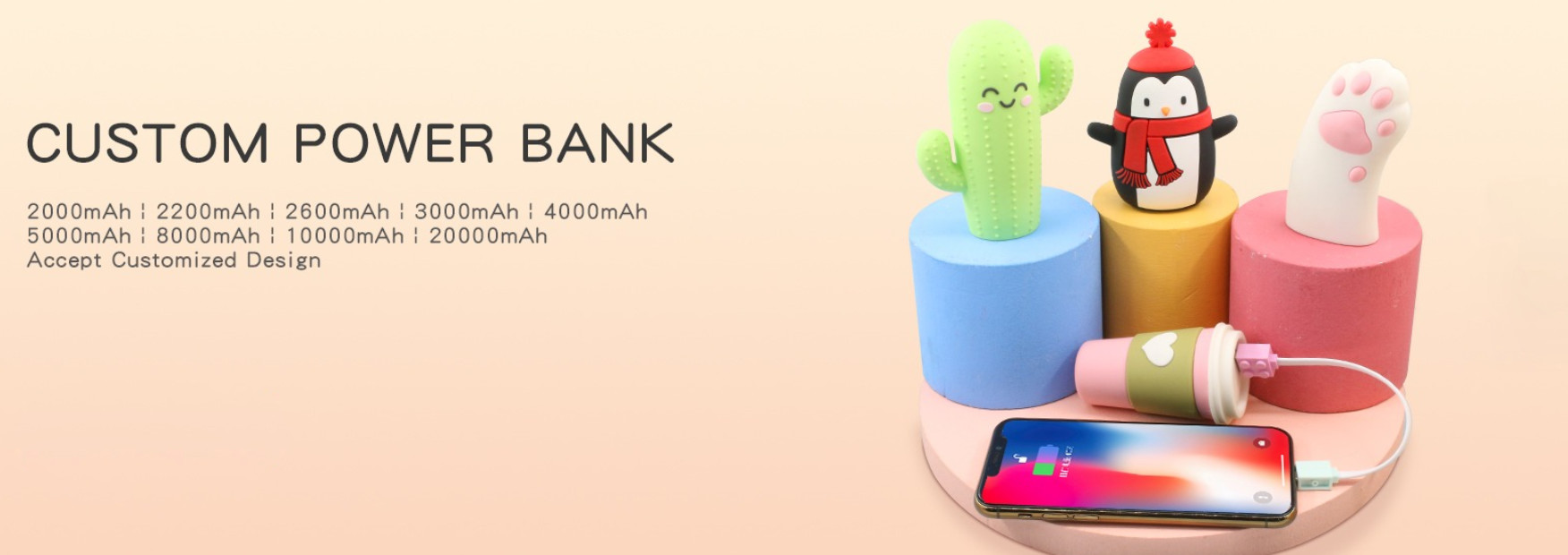 Customized PVC Power Bank with High Quality and Real Capacity Battery