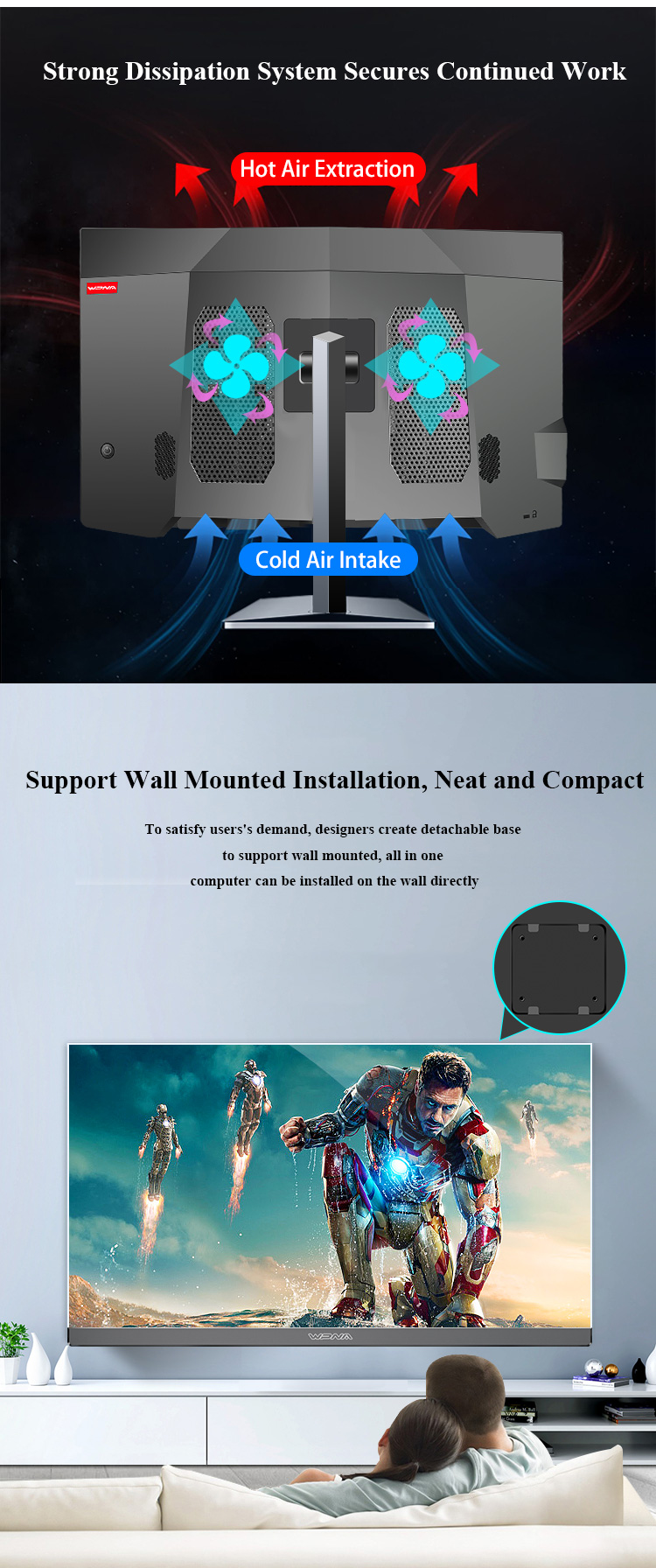 23.8 Inch Octa Core Business Monoblock Computer SSD 256G 512G Barebone Desktop AIO PC All In One