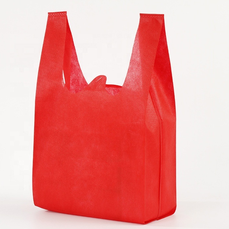Low Price Wholesale Custom Logo Eco-Friendly W-Cut Non Woven Vest Bag