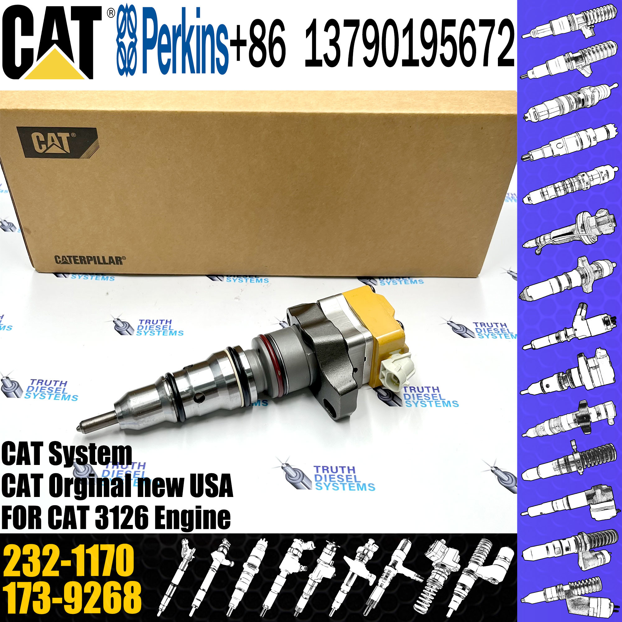 Diesel fuel injector 232-1170 173-9268 232-1171 162-9610 174-7527 232-1183 for C-A-T 3126 Diesel Engine