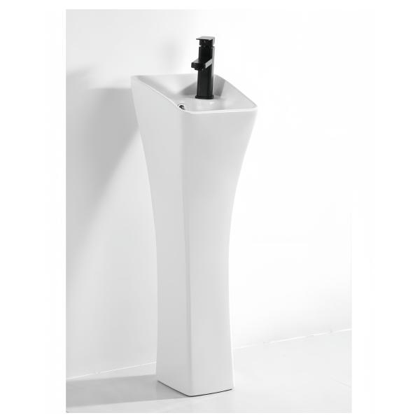 Decorative Pedestal Sink for Bathroom 680x370x830mm Dual-Flush Ceramic Basin