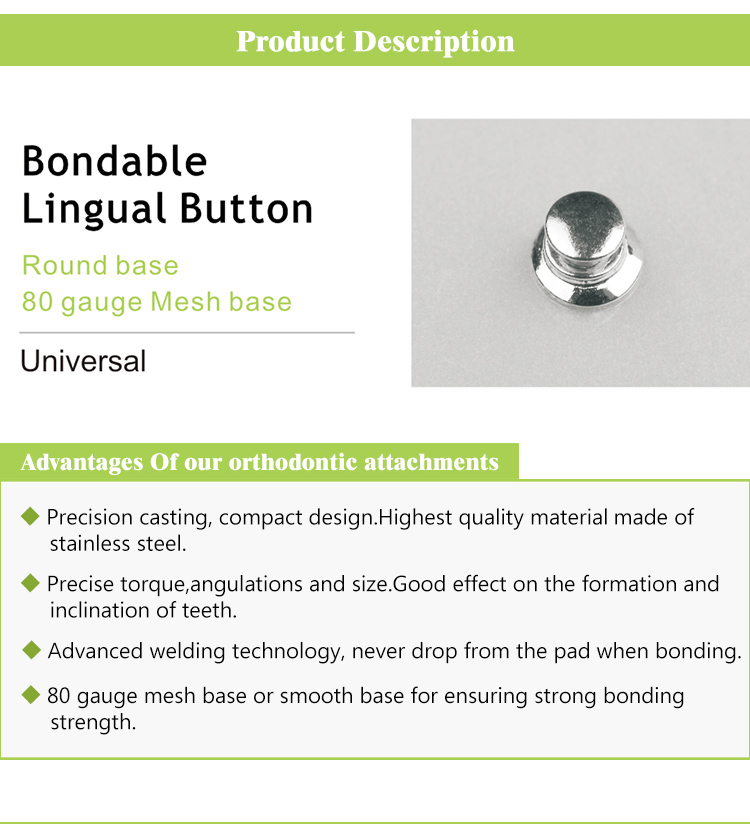 Class I Standard BIOM Mesh Lingual Button In Orthodontics With Chain Attachment
