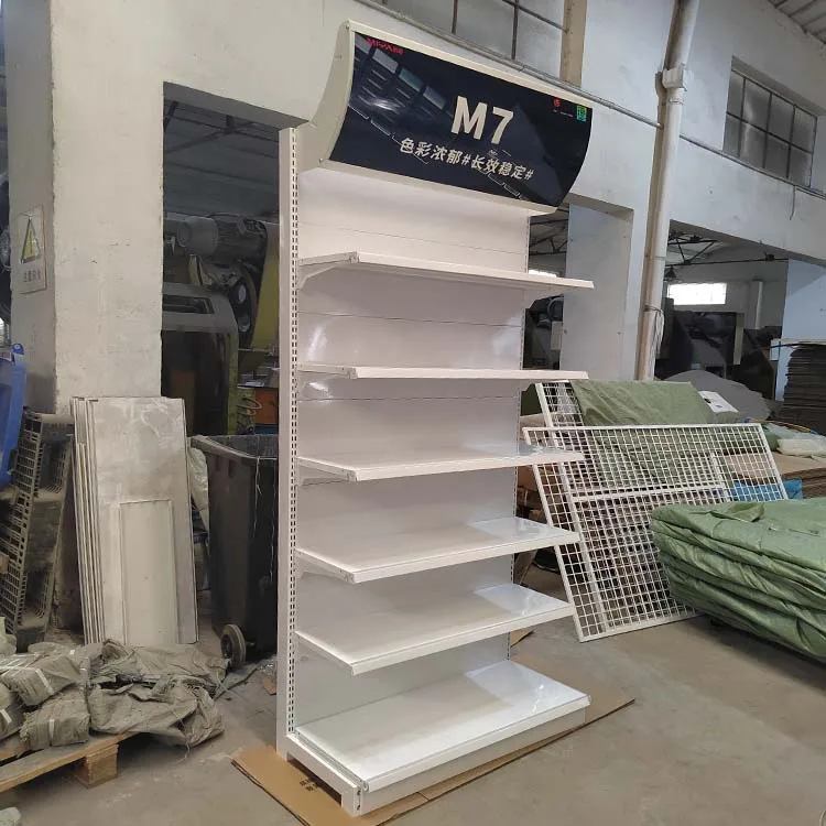 Factory Custom Size Color metal steel shop grocery convenience gondola retail store display supermarket shelves rack for sale
