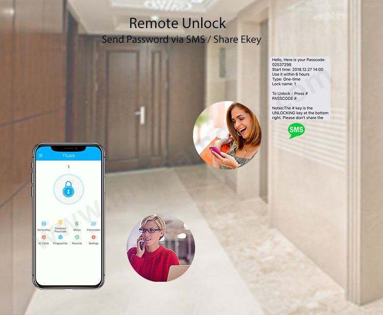 Digital TTLock APP Electric Sliding Glass Door Waterproof Smart Locks