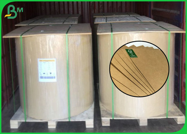 Anti- Curl FSC Approved Brown Kraft Paper Roll Of 190g 200g 230g 250g