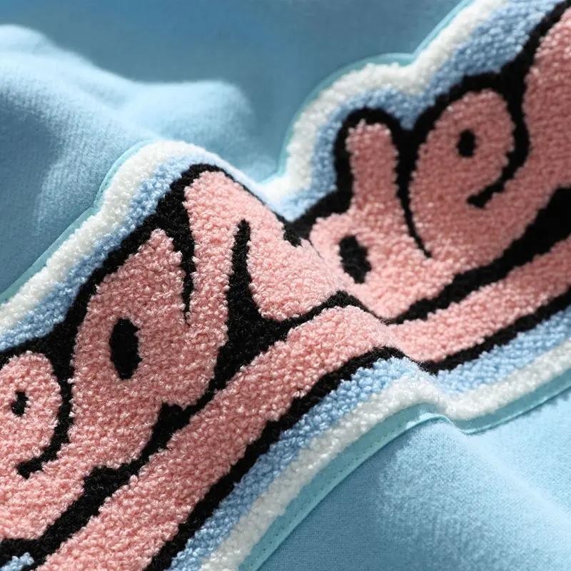 Wholdsales OEM Oversized High Quality Letter Men Hoodie Crewneck Chenille Embroidery Logo Patches Pullover Sweatshirt