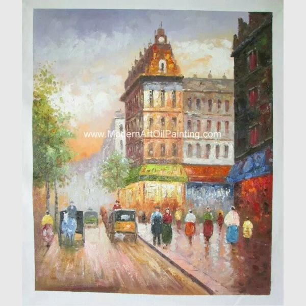 Impressionist Street Paris Oil Painting Landscape Acrylic Palette Knife For