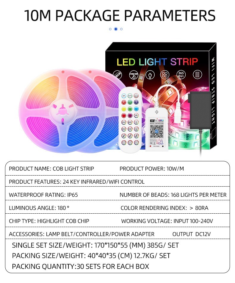 RGB IC COB LED Strip Lights Addressable Chasing Color RGB LED light Multicolored Strips for Home DIY Lighting Projects