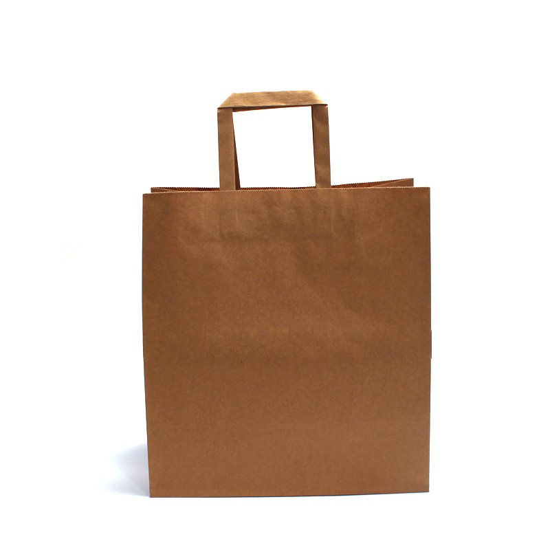 Biodegradable Kraft Paper Bag With Handles Embossing / Stamping / Varnishing Printing