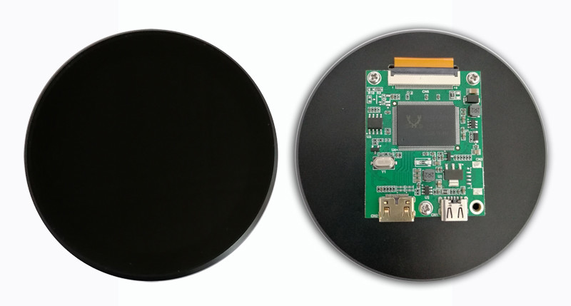 3.4 Inch 800*800 Round Touch TFT Display With HDMI Board Housing
