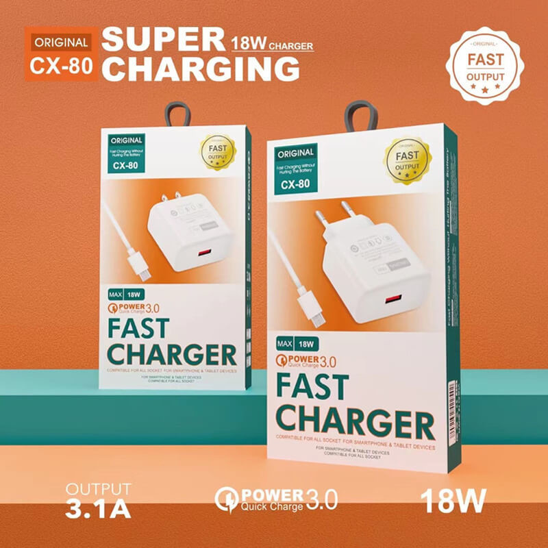 Single Port QC3.0 2A 18W USB Charger Kits Universal White Color