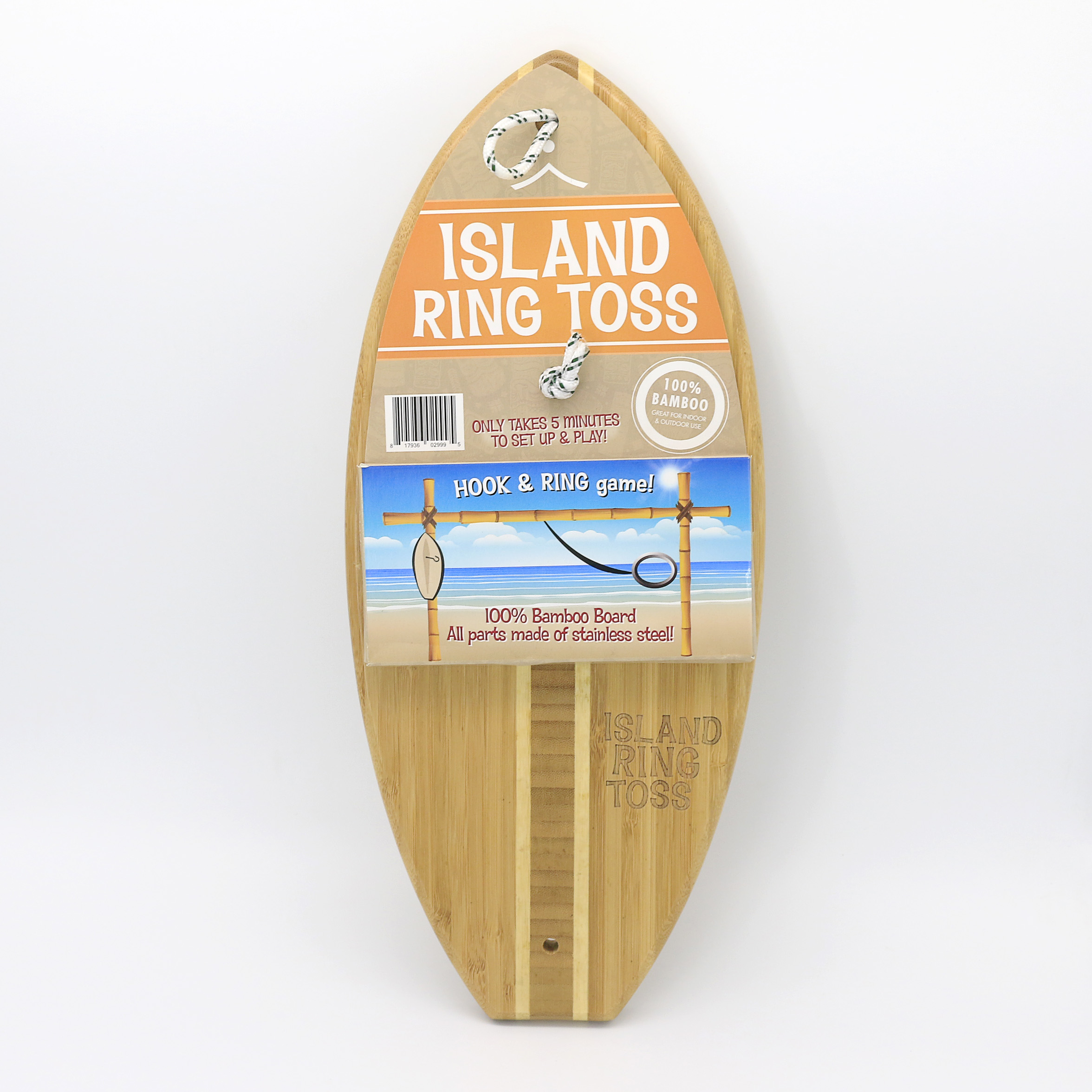 Toss Hook and Ring Toss Game Hawaiian Short Board Edition Party Game for Indoor or Outdoor Family Fun (All Parts Included)