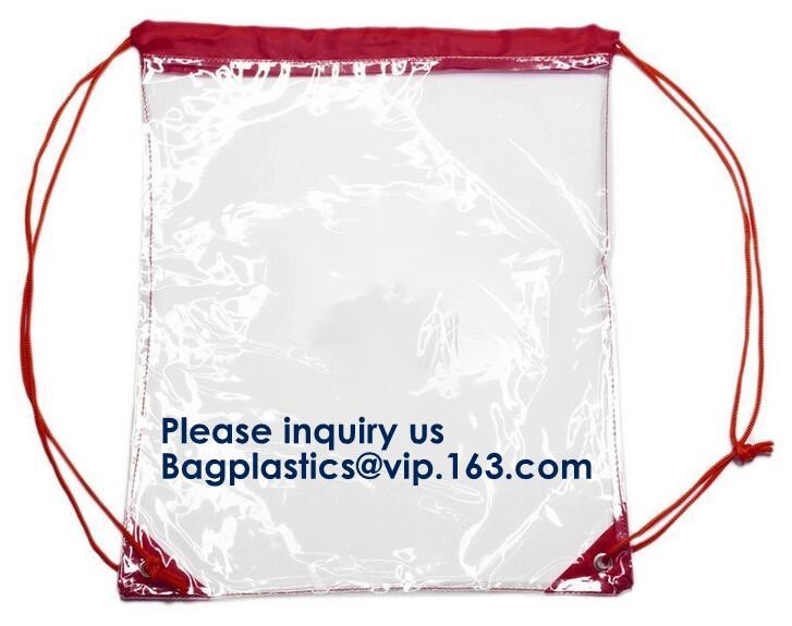 OEM Design Promotion PVC Drawstring GYM Bag,Clear PVC Drawstring Bag With Gold String Promotional Reflective Plastic PVC