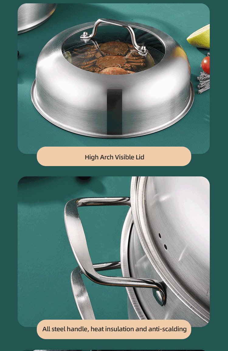 Hot Selling OEM Kitchen Cookware Cooking Pot 2 layer Kitchenware Soup Pot Stainless Steel Thickened Steamer Pot