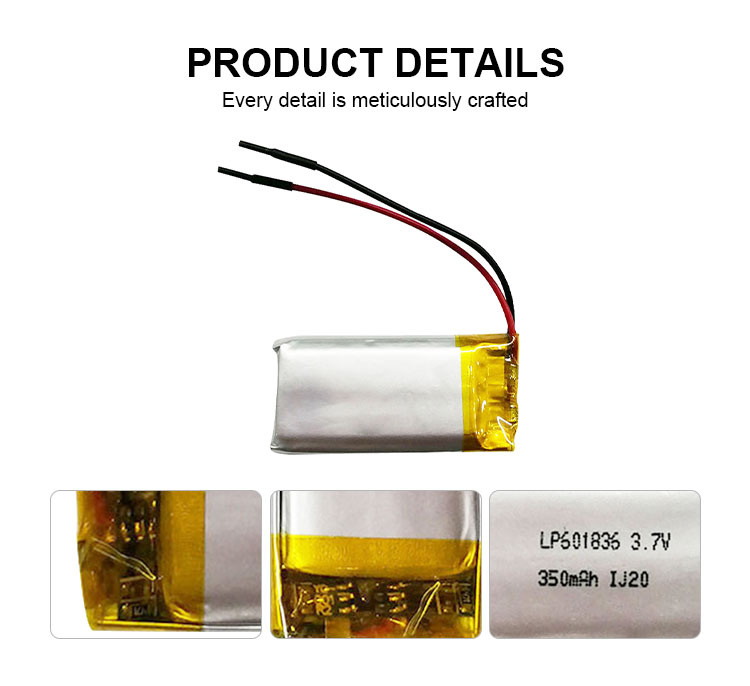 OEM Lithium Ion Polymer Battery Waterproof Li Ion Battery 3.7 V 350mah Rechargeable