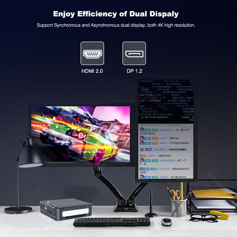 Aluminum Case Mini Pc Computer Core I5 10210U/I7 10510U Win10 HD+DP 2.4G/5G Dual Band Wifi Mini PC