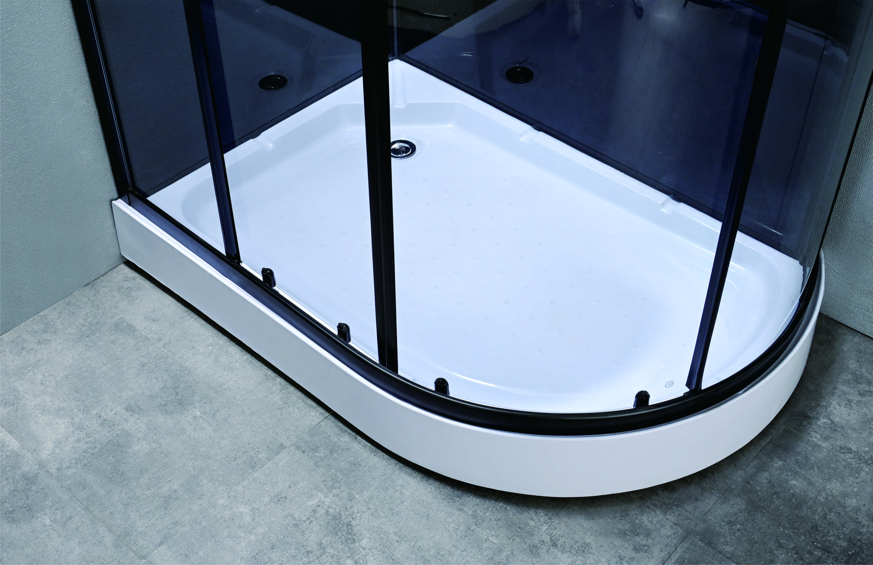 Stylish Shower Room With Matt Black And Tempered Glass For Customizable