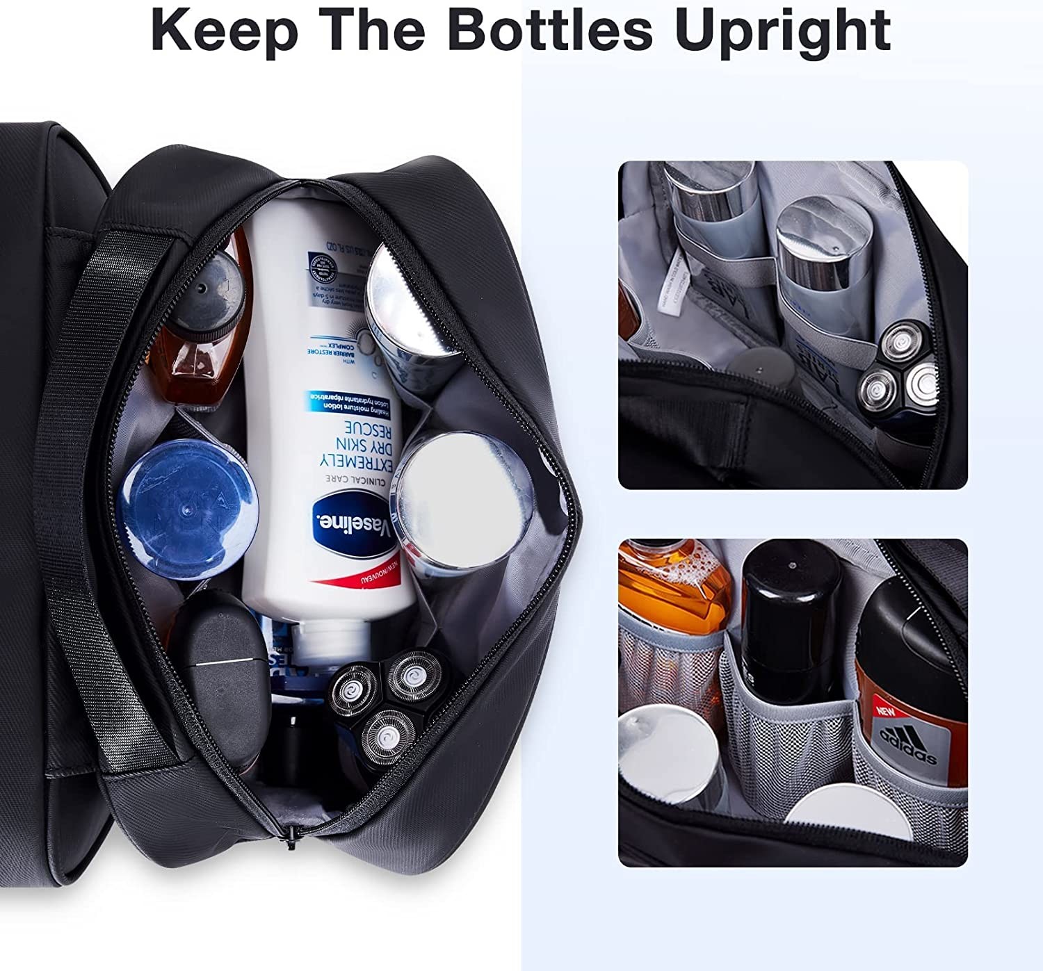 Water Resistant Bathroom Toiletries Organizer PU Leather Cosmetic Bags For Men Women