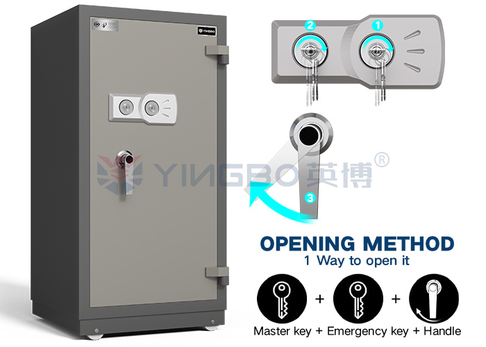 Double Keys Lock Fire Resistant Safe Box Adjustable Shelf Solid Steel