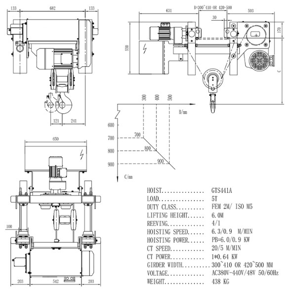 Single / Double Speed Low Headroom Electric Hoist High Reliability 0.5 - 20 Ton Available