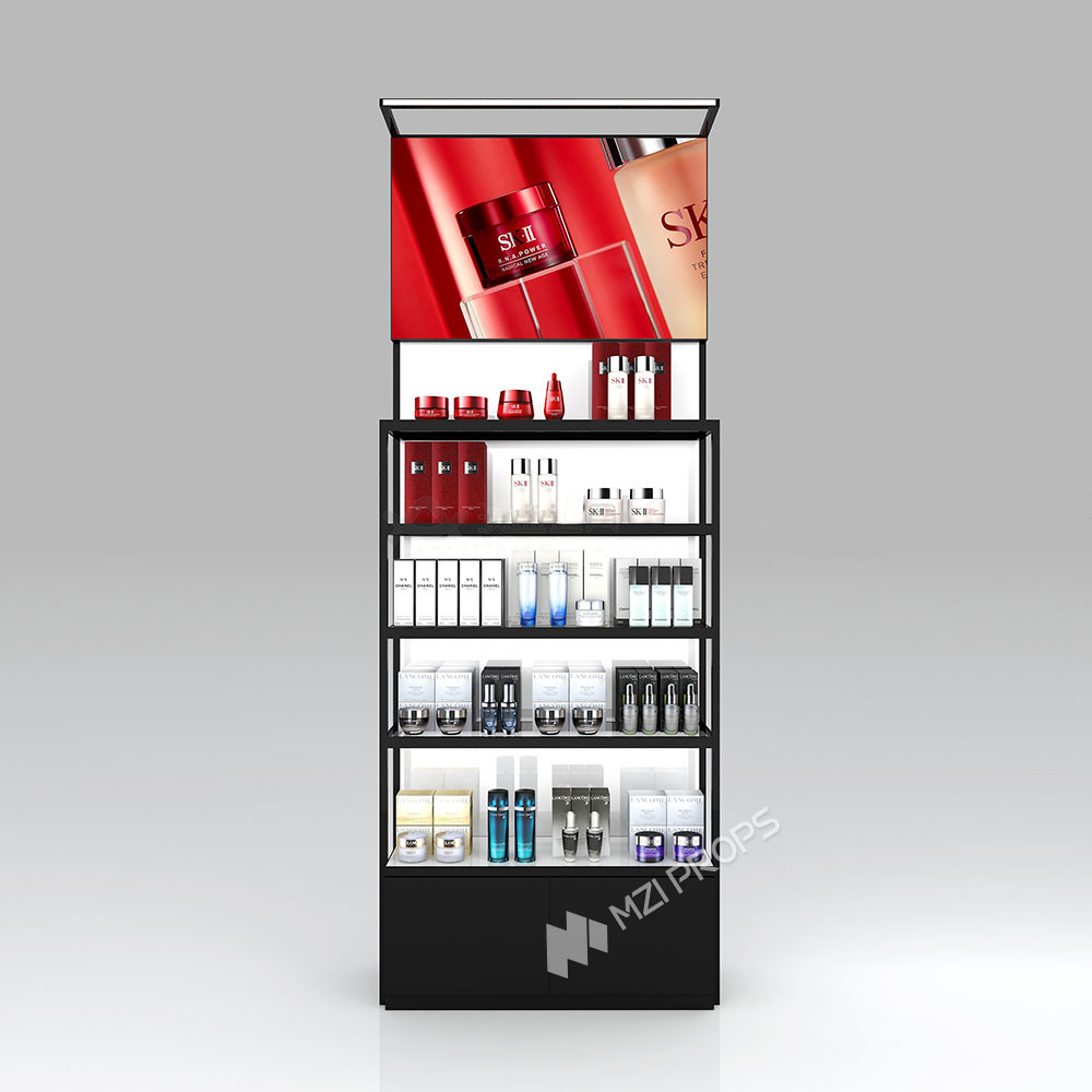 KLNS-R2 Translucent Panels Skincare Display Cabinet with Black Aluminum Slots