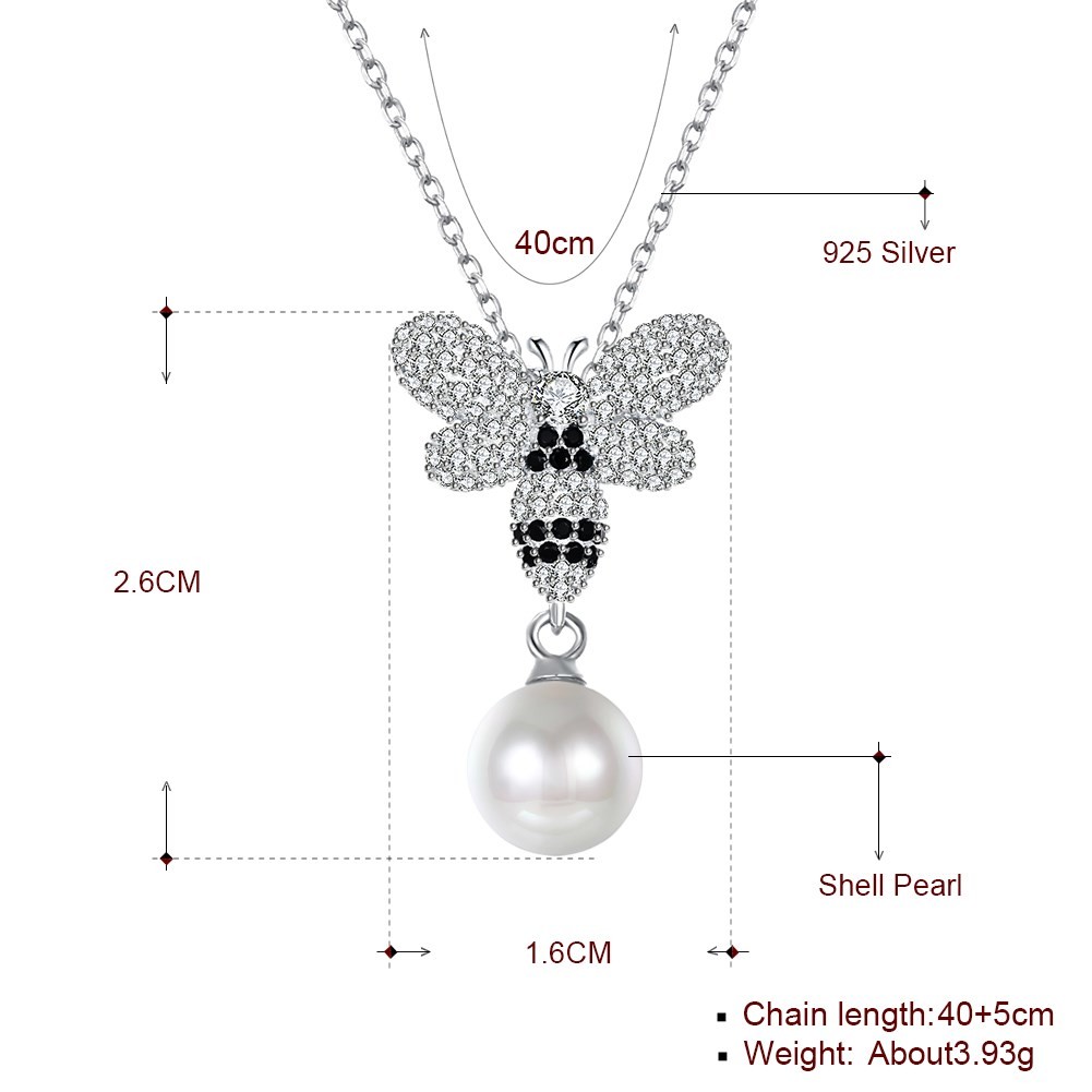 Fashion ODM Butterfly Crystal 0.27in Pearl 3.93g Sterling Silver Jewelry Necklaces