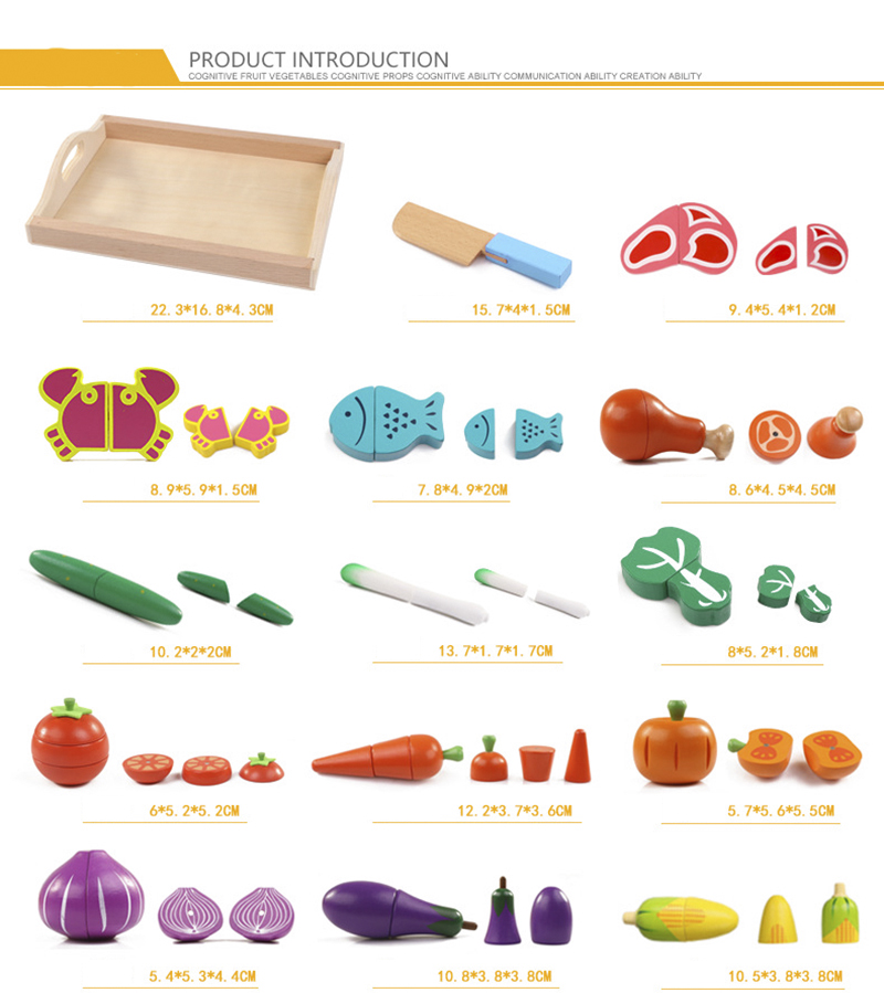 Montessori Kitchen Pretend Toy For Children Cutting Fruit Vegeta