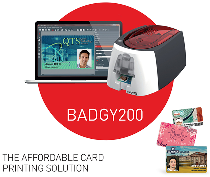 Evolis Badgy200 Smart Plastic ID IC Card Printer 25-40 Card Feeder Capacity and Design